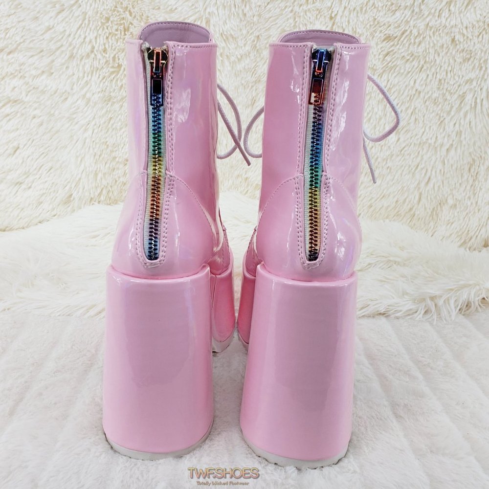 Demonia 5 Inch Platform Boots in Pink - Picture 11 of 15